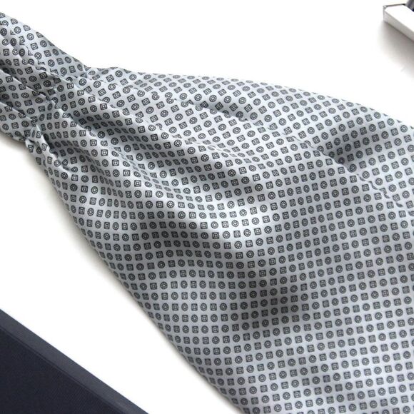 Grey Ornament silk Men's Cravat Ascot A131‎ - Picture 2 of 4